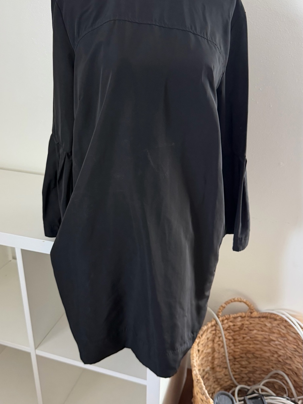 Classic Black Long-Sleeve Shift Dress